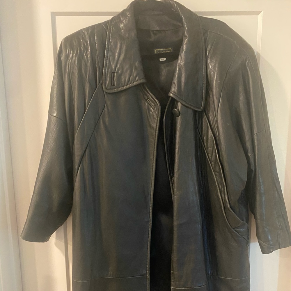 Vintage genuine leather trench coat